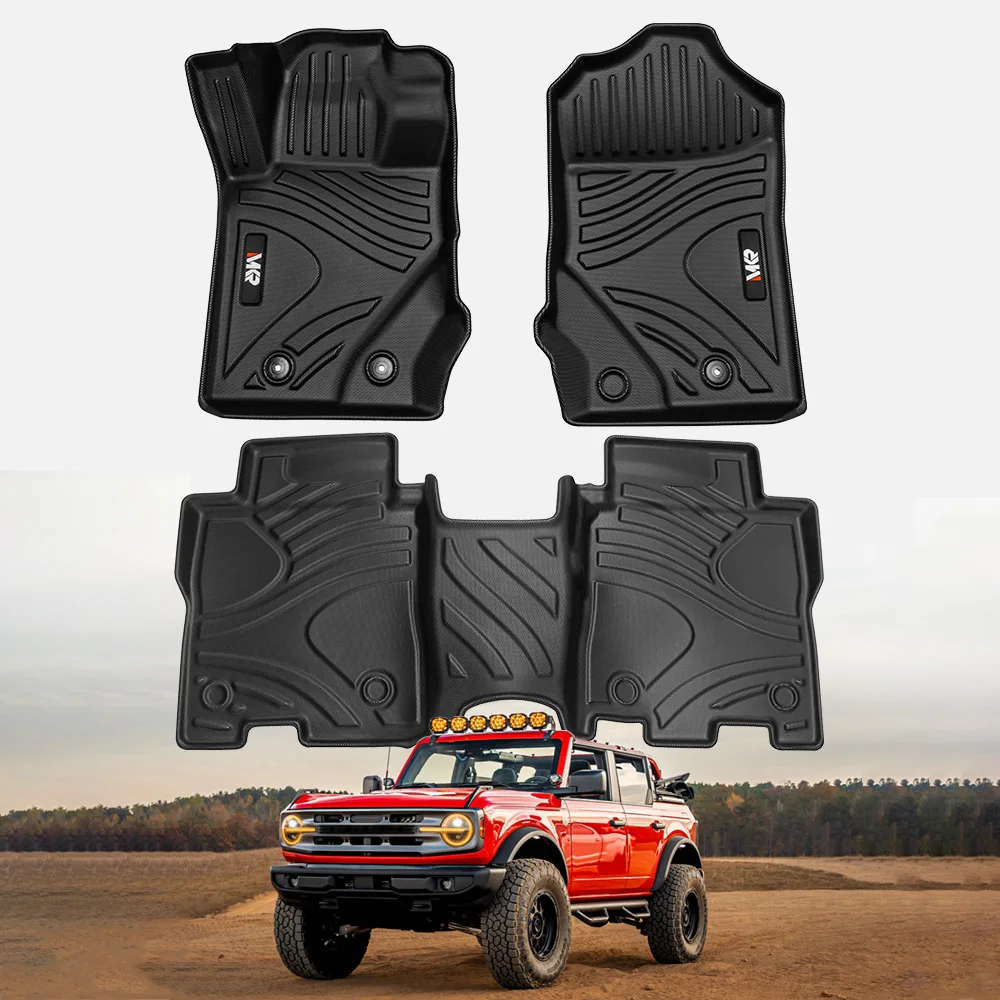 

MKR Car Floor Mats for 2021-2023 Ford Bronco 4 Doors 3D TPE All-Weather Floor Mats - Full Set Interior Car Accessories All-Weath
