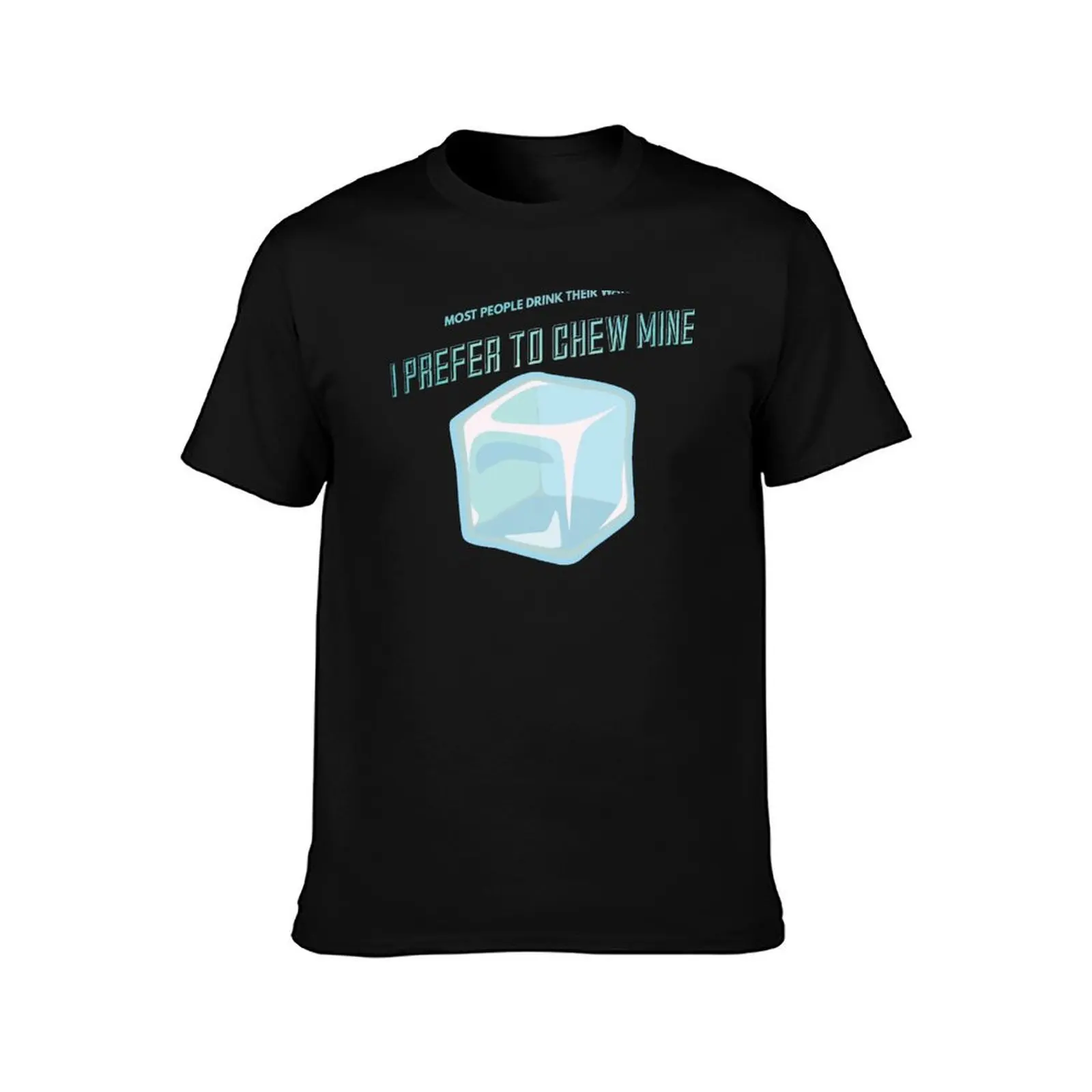 Ice chewing craving addiction cute funny T-Shirt All Match Print Short Sleeve Top T-Shirt