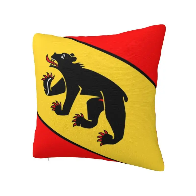 Custom Bern Bear Swiss Flag Nordic Throw Pillow Covers Decoration Switzerland Bern Coat of Arms Cushion