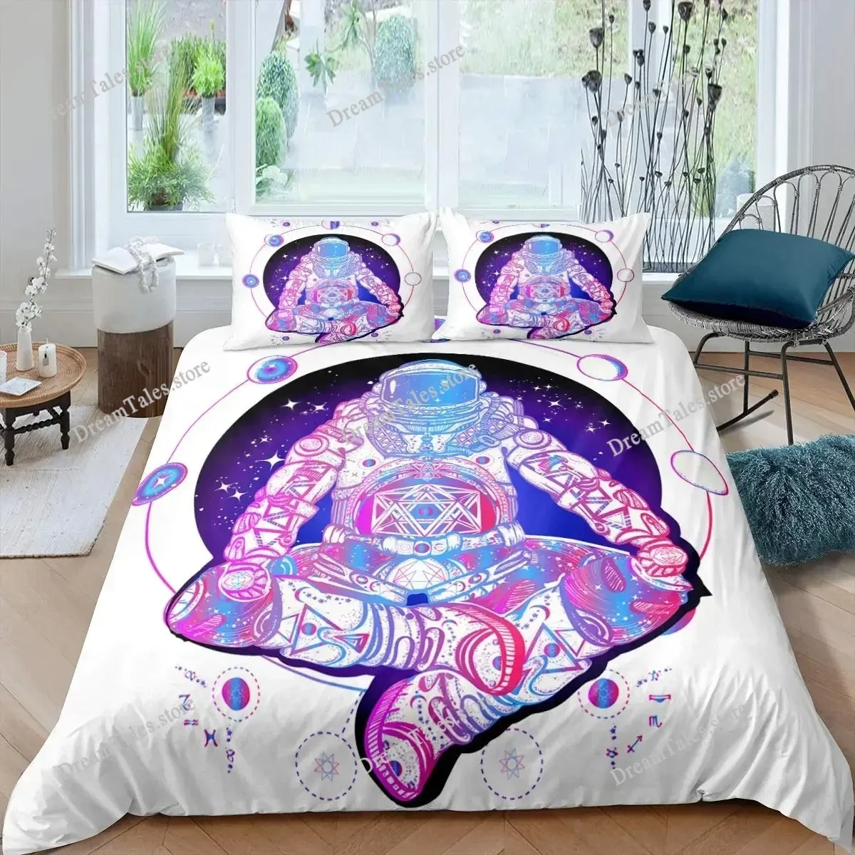 

Astronaut Duvet Cover Set Queen Size, Outer Space Bedding Set for Kids Girls Adults,Comforter Cover Soft With