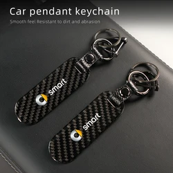 Car Logo Keychain Carbon Fiber Key Ring Styling Accessories For Mercedes Benz Smart Fortwo 451 450 453 Forfour Cabrio Crossblade