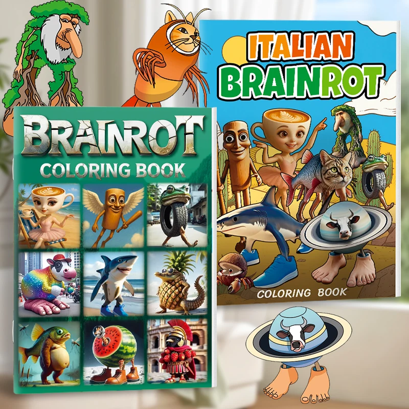 イタリアン・ブレインロット「トゥン・トゥン・トゥン・サフール」動物塗り絵ブック、かわいい線画、トレーススケッチ、絵本、子供向け、クリスマスに最適