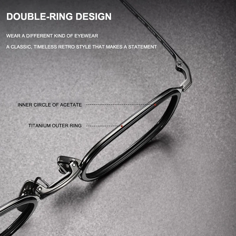 Retro Luxury Ultra-Light Half-Titanium Glasses Frame Women Square Eyeglasses Double-Rim Design Men Business Casual Spectacles