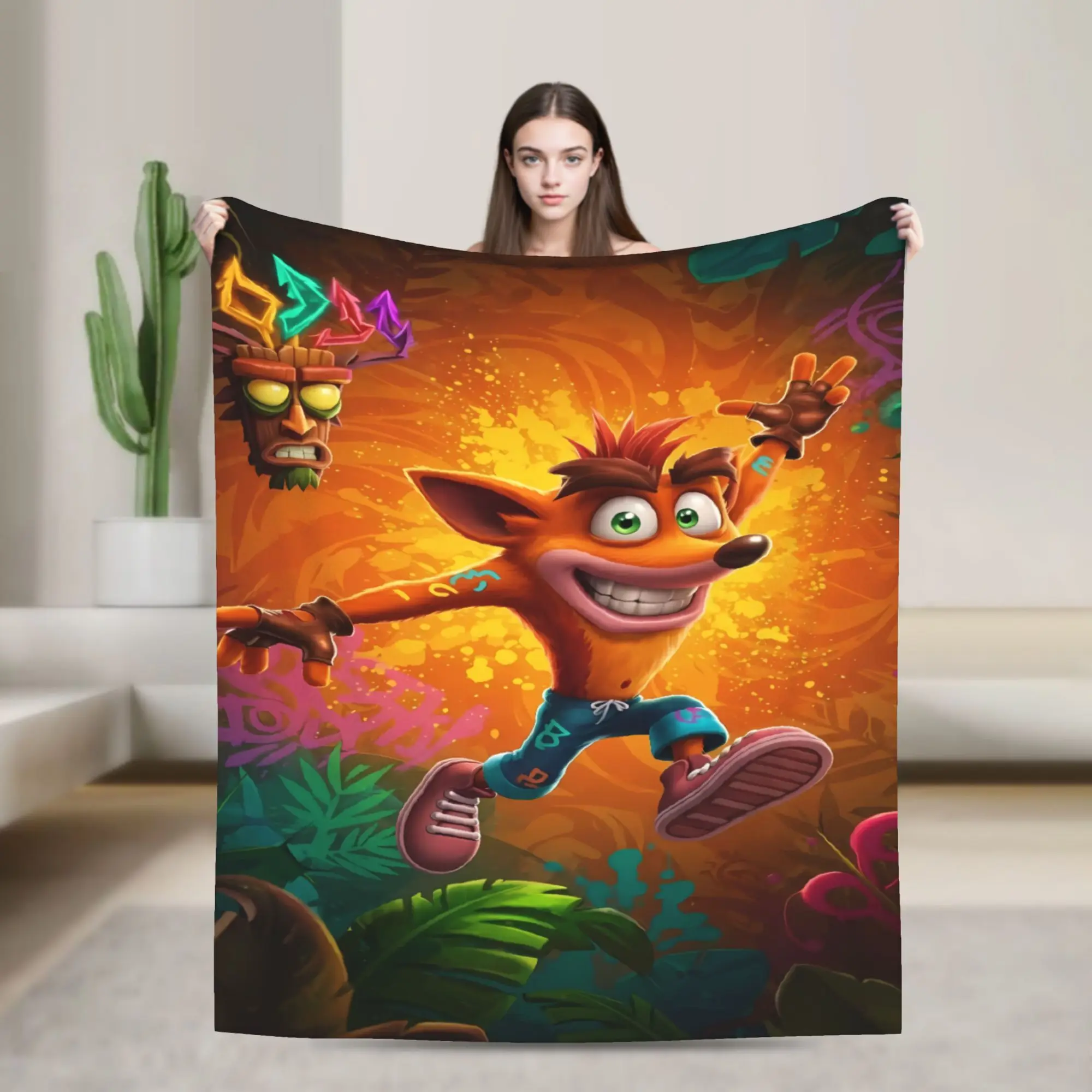 Crash Bandicoot Wild Trek Plush Blanket Kids  Flannel Bedding Throws For Home Decor Warm Quality Bedspread Birthday Present