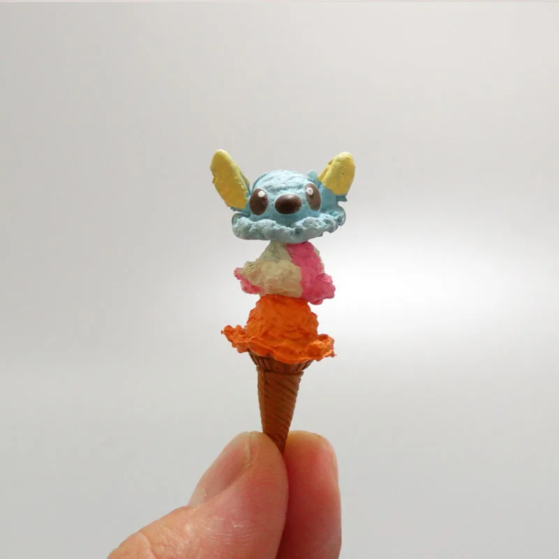 ディズニーミニステッチリロ & スティッチアクションフィギュアモデル装飾品人形マイクロ風景ハンバーガーホットドッグ車の装飾ギフト
