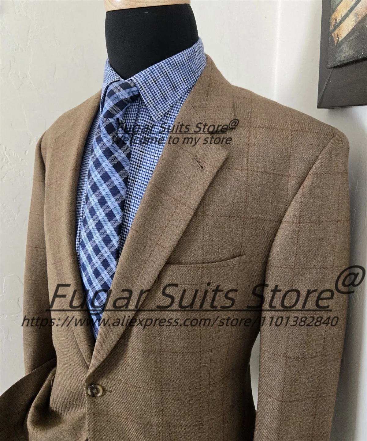 Classic Italian style Plaid Men Suits Customized Slim Notched Lapel 2 Pieces Sets Male Prom Blazers Formal Groom Wedding Tuxedos