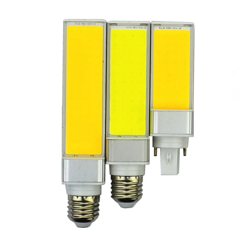 1pcs/lot Horizontal Plug Lamp LED Bulb 10W 12W 15W COB LED E27 G24 G23 COB Corn Light Lamp Warm White AC85V-265V Side lighting