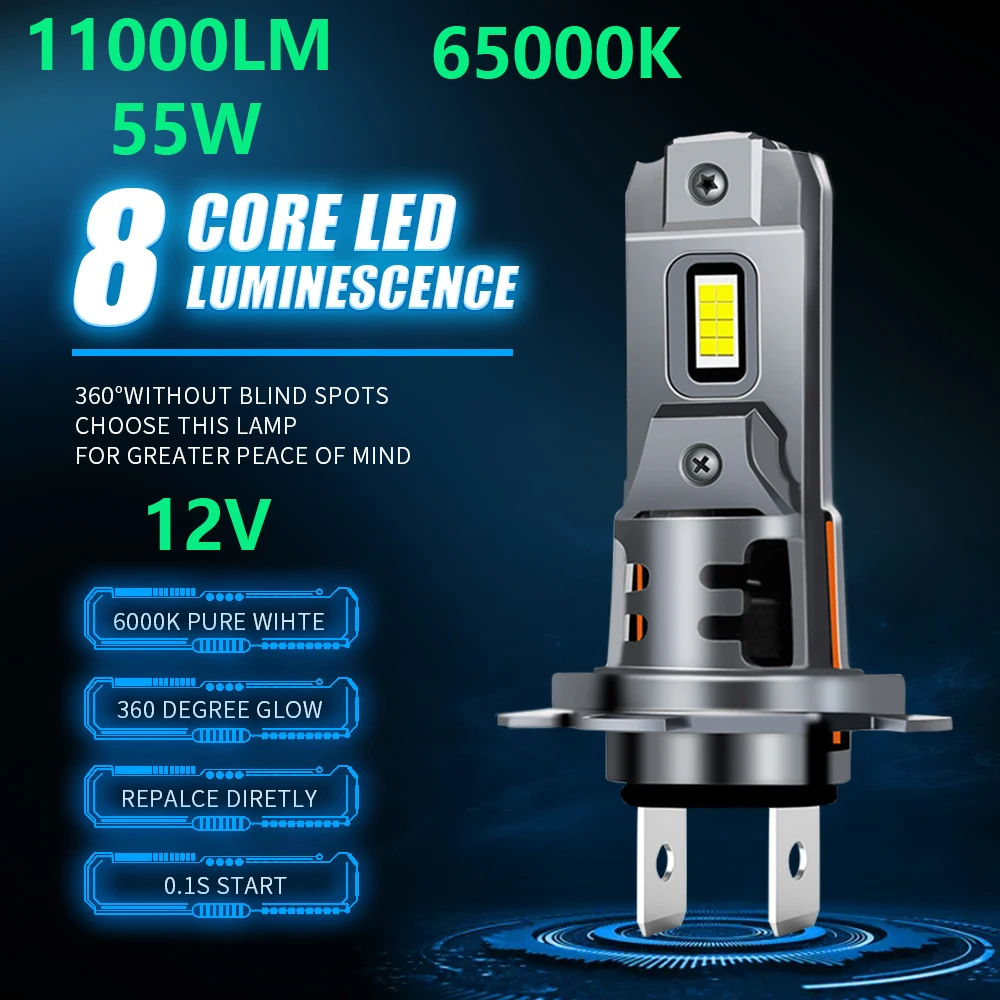 

11000LM H7 LED Headlight Bulb Motorcycle Headlamp 9005/HB3 9006/HB4 H4/9003/HB2 H11 H9 H8 Car Fog Lamp 12V 55W