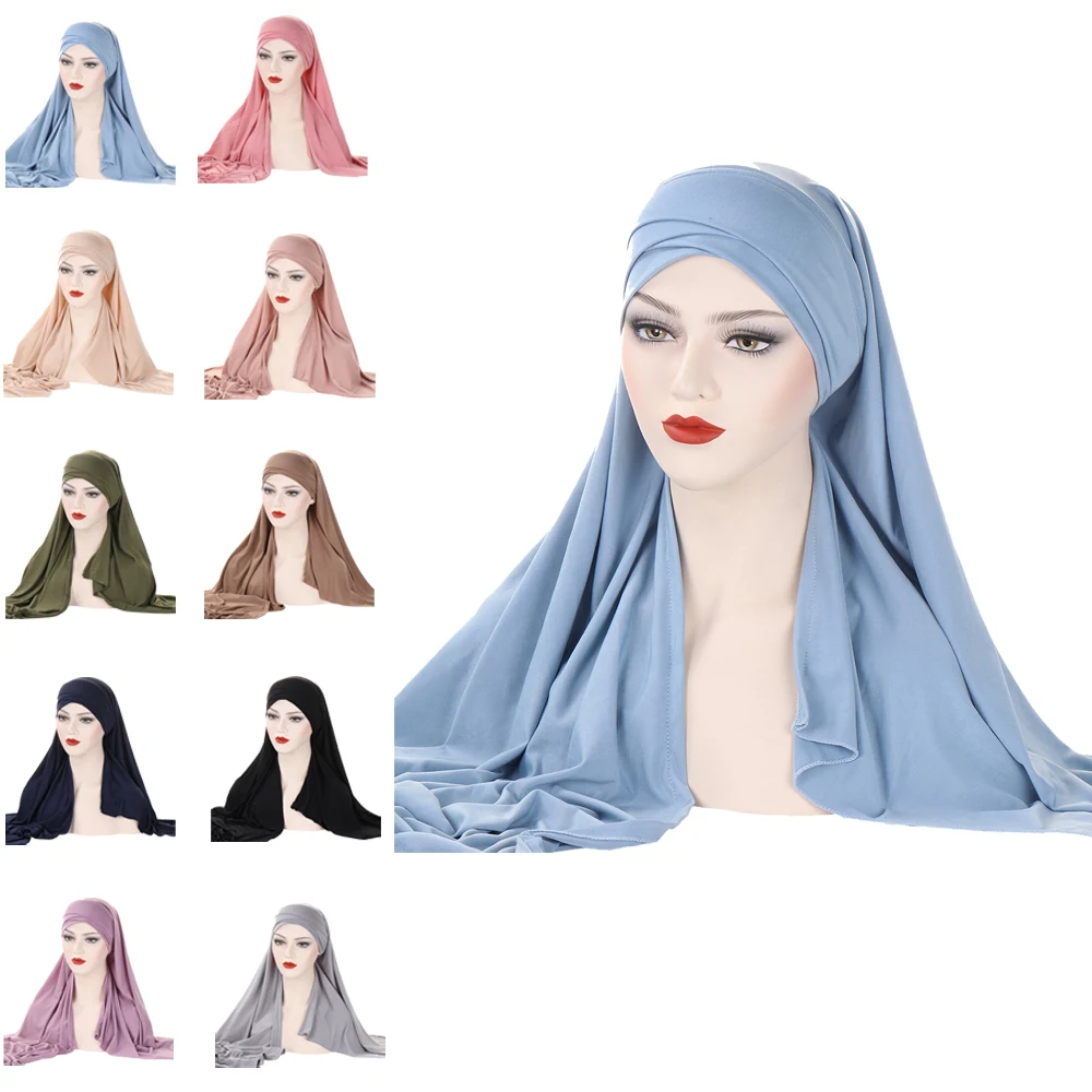 

Milk Silk Jersey Hijab Scarf Long Muslim Shawl Plain Soft Turban Tie Head Wraps for Women Africa Headband Muslim Women Hijab Hot