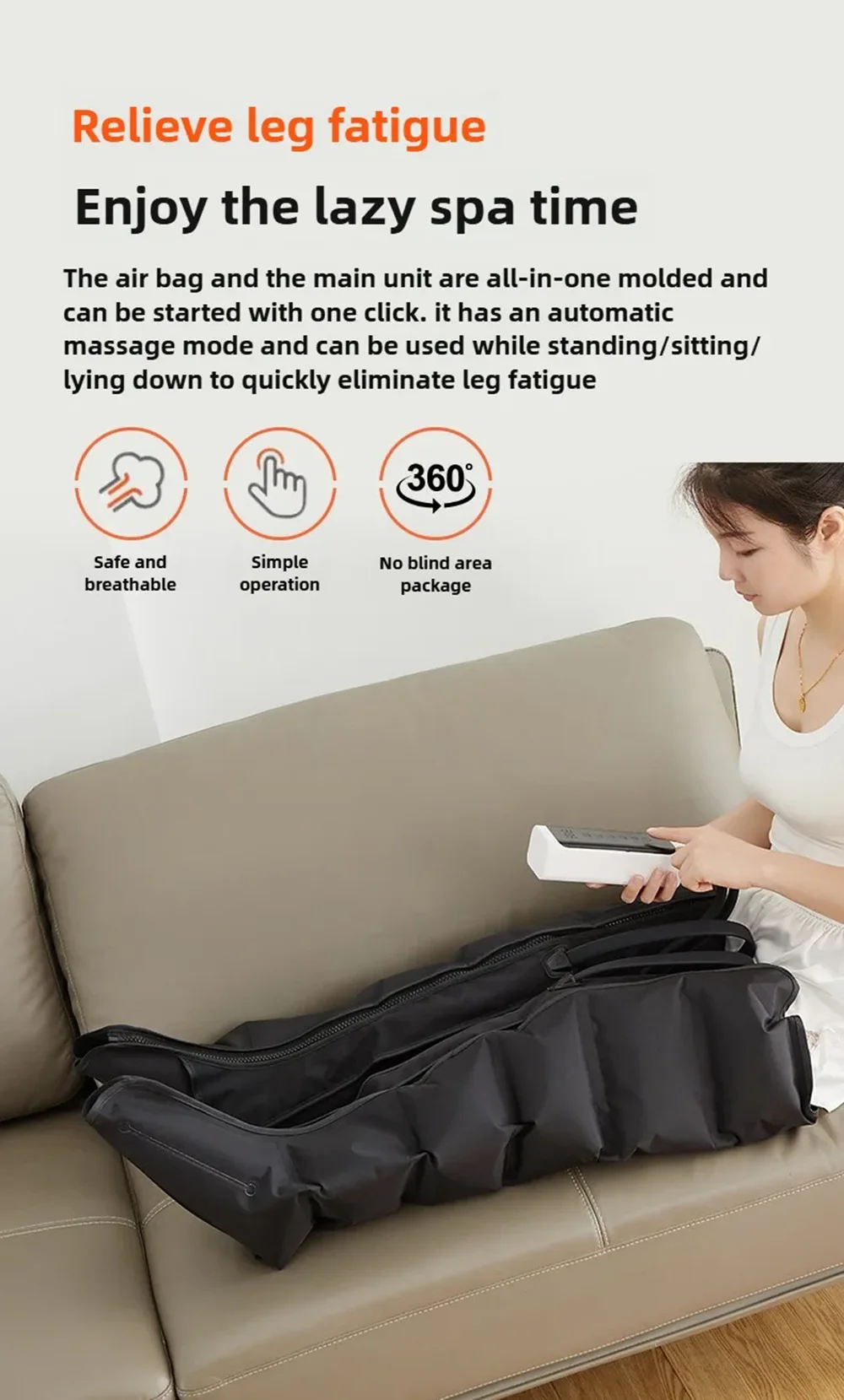 Air Compression Leg Massage 6 Airbag Pneumatic Boots Used for Circulation and Leg Muscle Relaxation to Relieve Varicos Veins