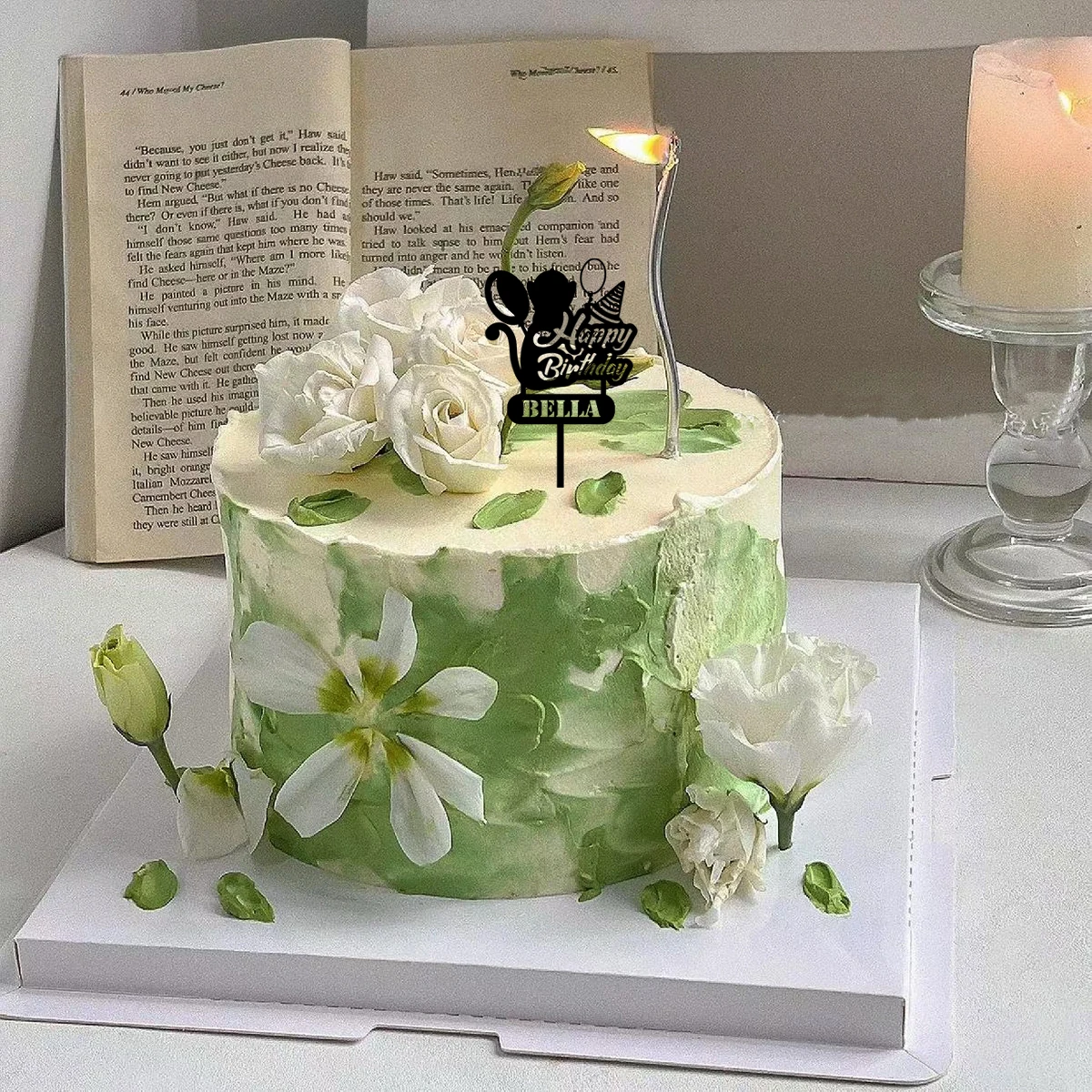 1PC Durable Happy Birthday wishes full of joy Custom Name Cake Sign Cake Ornaments Engagement Bridal Shower Party Decoration