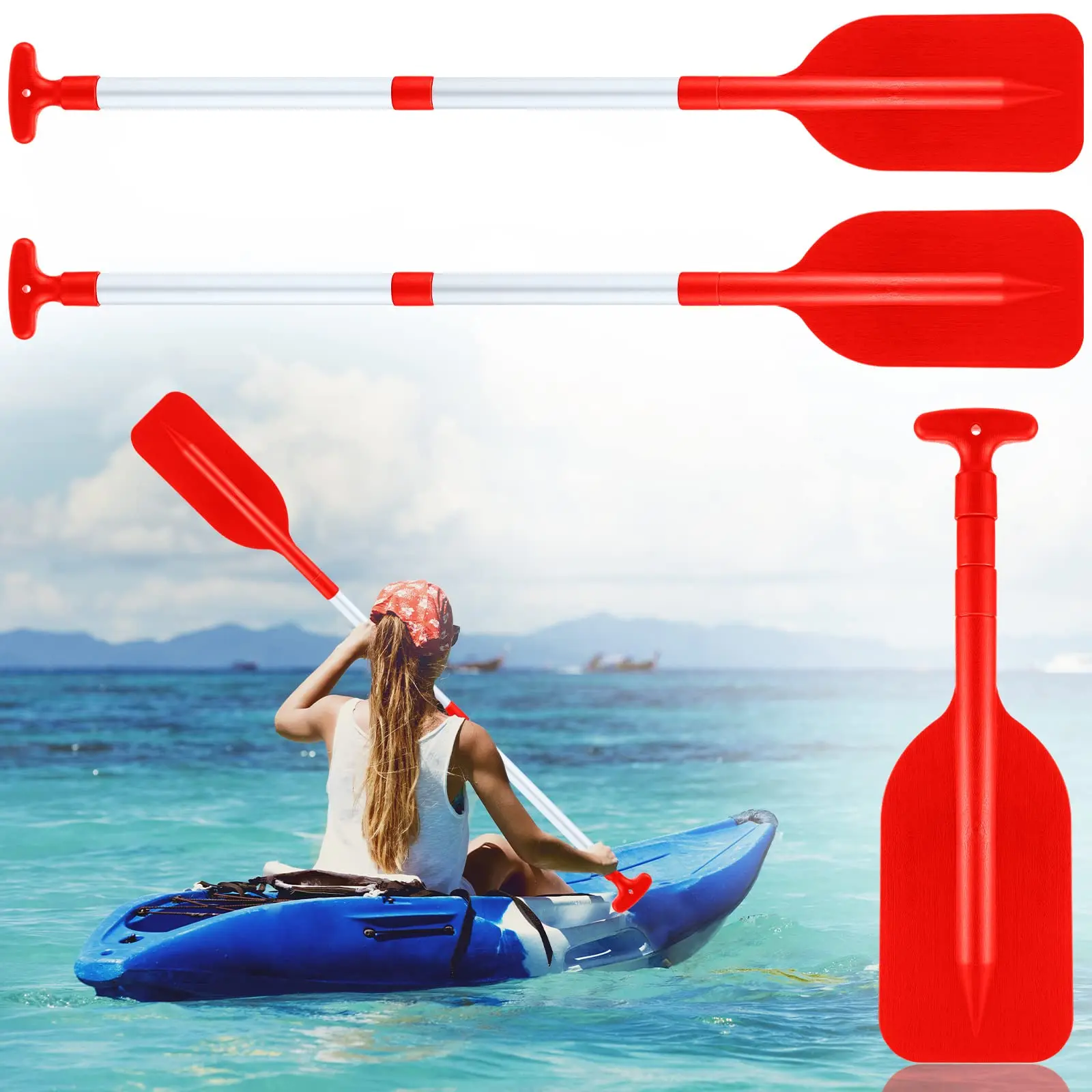 

Весла для каноэ, лодки, телескопические складные весла для каяков, 21,3-41,7 дюйма, алюминиевые пластиковые весла для каноэ, регулируемые