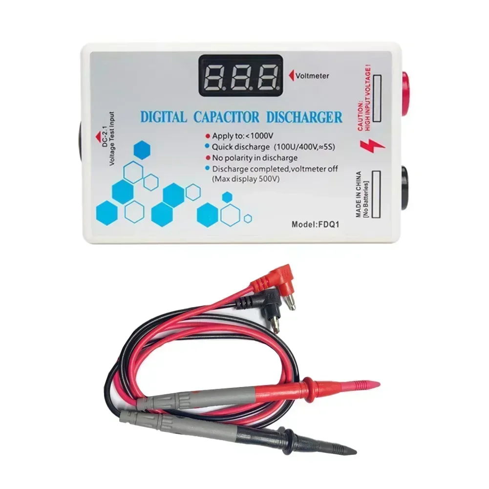 Digital Capacitor Discharger FDQ1 10-1000V Voltage Tester, Portable Electric Discharge Tool  Safe Anti-Shock for TV Car Phone