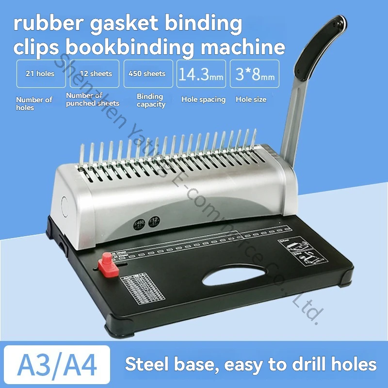 Aperture Clamp Comb Binding Machine 21 Hole Manual Contract Tender File Quotation Punch Machine Small