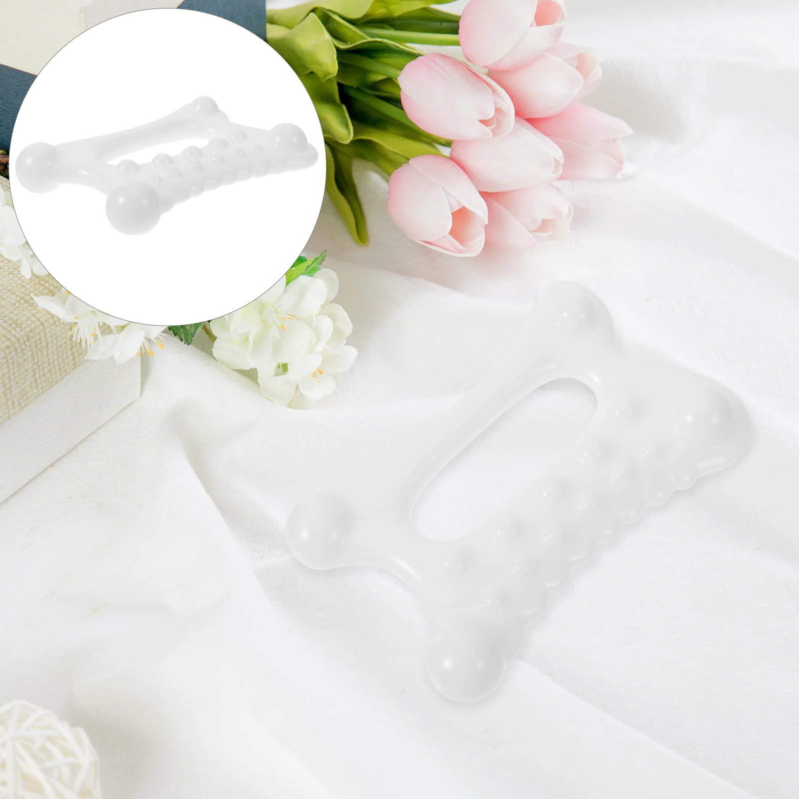 1 個のマッサージツールポータブルかっさボード顔首肩ボディ用コンパクトデザイン滑り止めハンドル軽量旅行に優しい