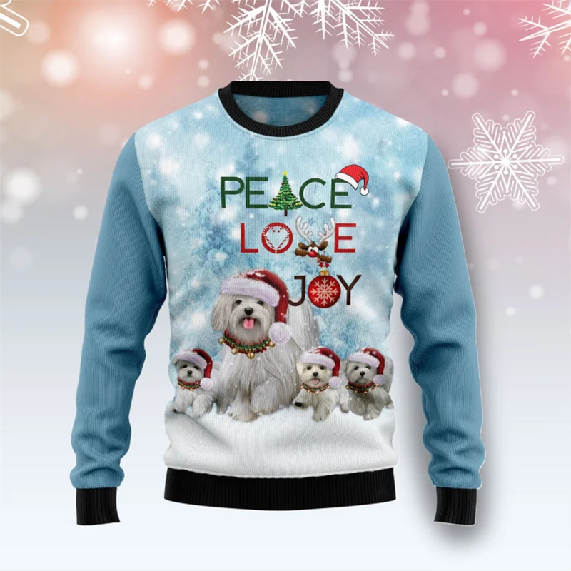 2025 3d Print Ugly Christmas Sweater Funny Dog Graphic Sweatshirts For Men Women Long Sleeve Pullovers Dachshund Rottweiler Tops