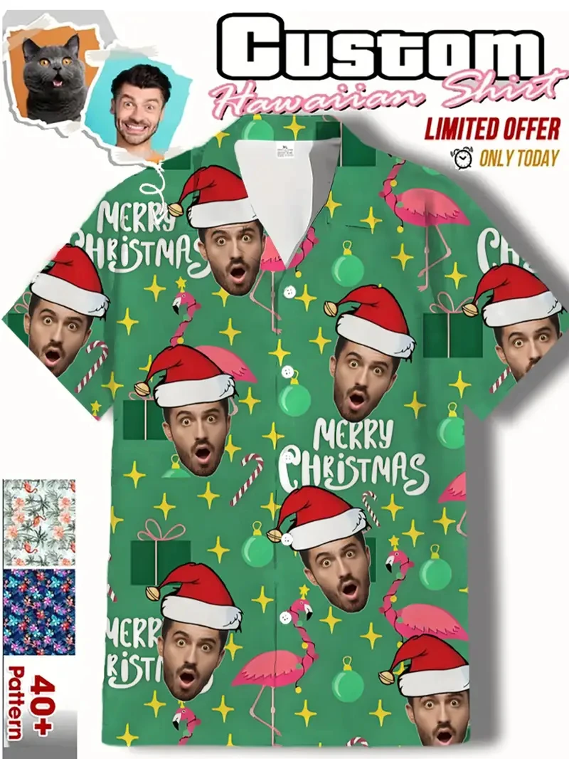 

Забавный пряничный человечек на Рождество, индивидуальное лицо, фото, 3D принт, пуговицы, рождественские рубашки «сделай сам», дизайнерские рубашки с короткими рукавами, одежда, рождественский подарок