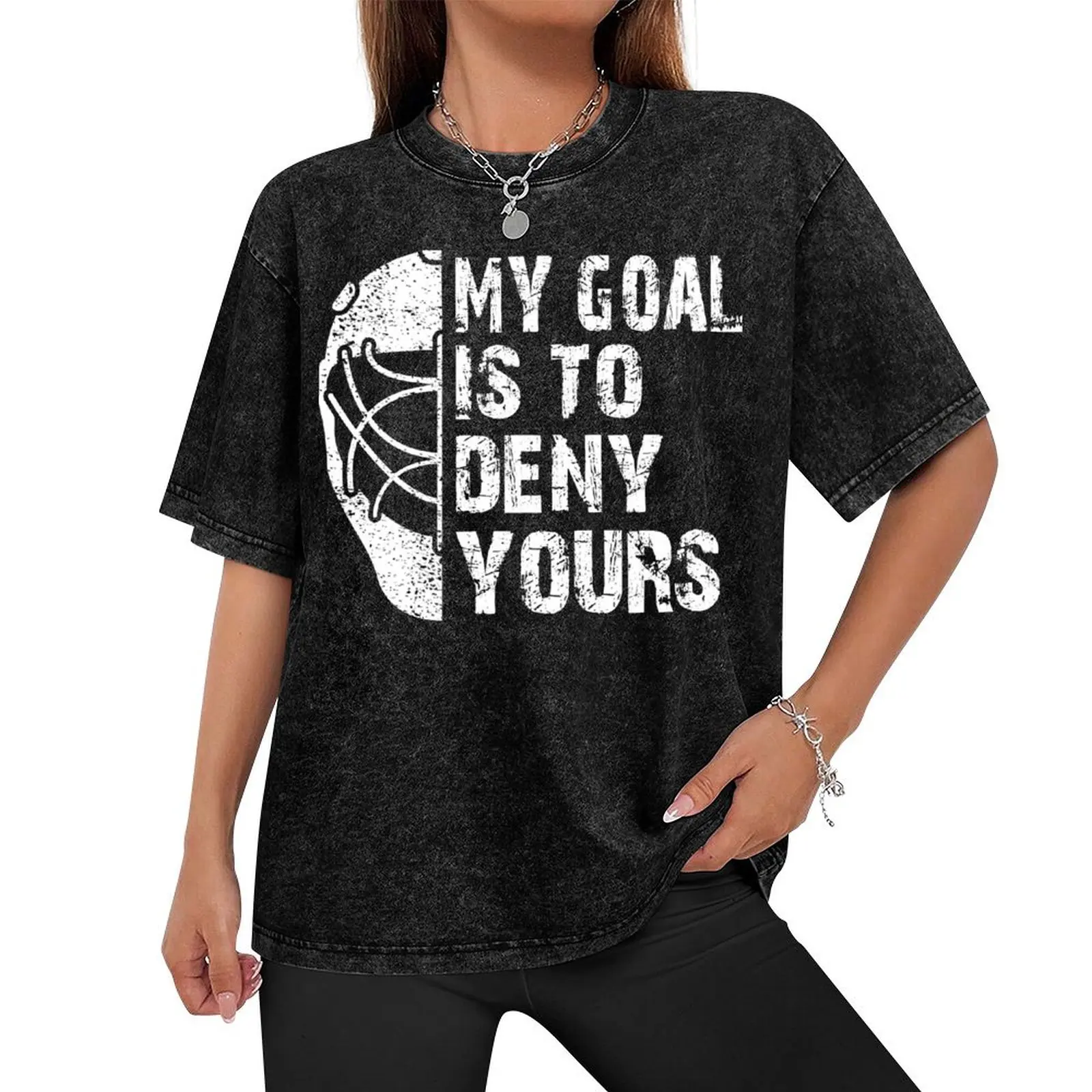 Funny My Goal Is To Deny Yours Hockey Goalie Ice Hockey Gift T-Shirt boys whites topping mens vintage t shirts