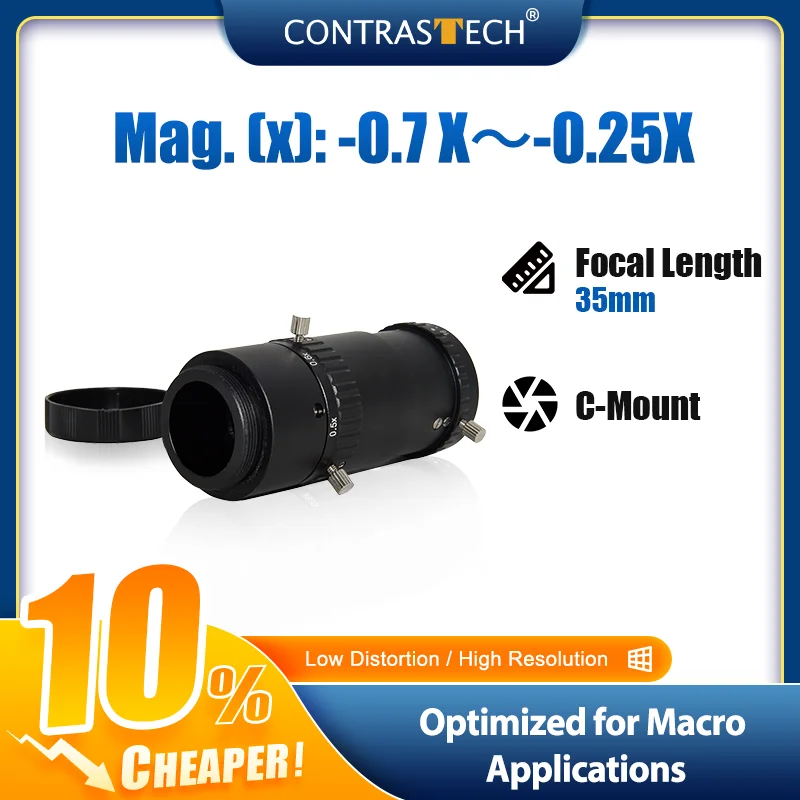 عدسة ماكرو دقيقة 1.1 بوصة 12 ميجابكسل F2.8 16 مم 25 مم Moritex Optics C-mount FA للفحص الآلي Contrastech