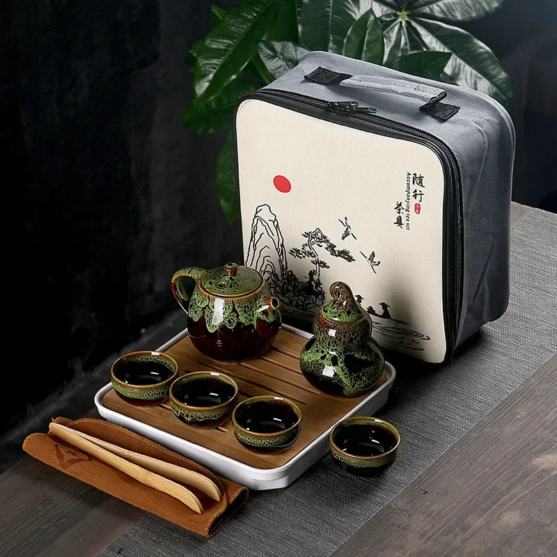

Portable Travel Tea Set With Bag Teeware Teware Coffee Teapot and Cup Chinese Pot Coffeeware Teaware Gaiwan Bar