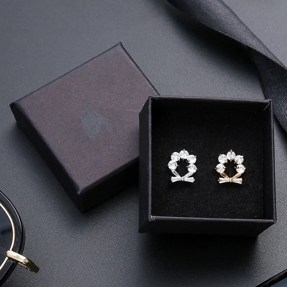 

24pcs Kraft Paper Jewelry Storage Box Jewelry Packaing Box for Earring Necklace Ear (Black with Foam)