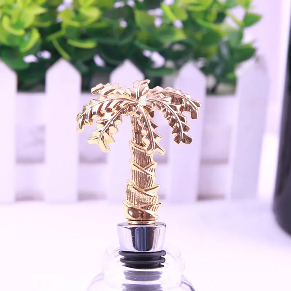 Tapón de Botella de Vino Creativo con Diseño de Árbol de Coco, Tapón de Aleación para Sellar Botellas de Aceite, Vinagre y Vino, Reutilizable y Decorativo