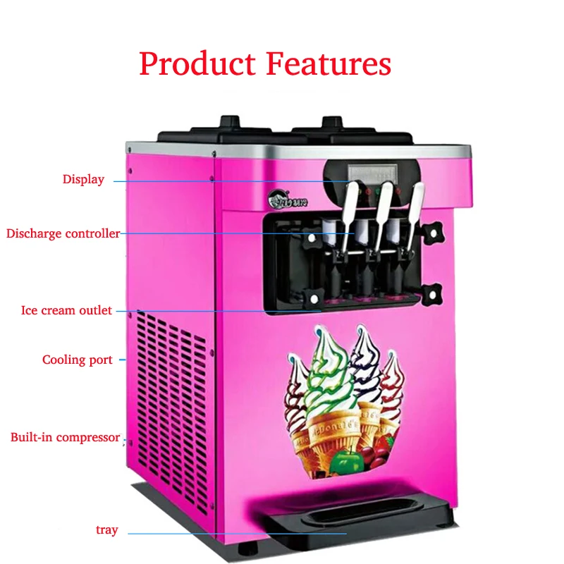Silver Color Automatic With Soft Ice Cream Machine Commercial Ice Cream Maker 110V 220V