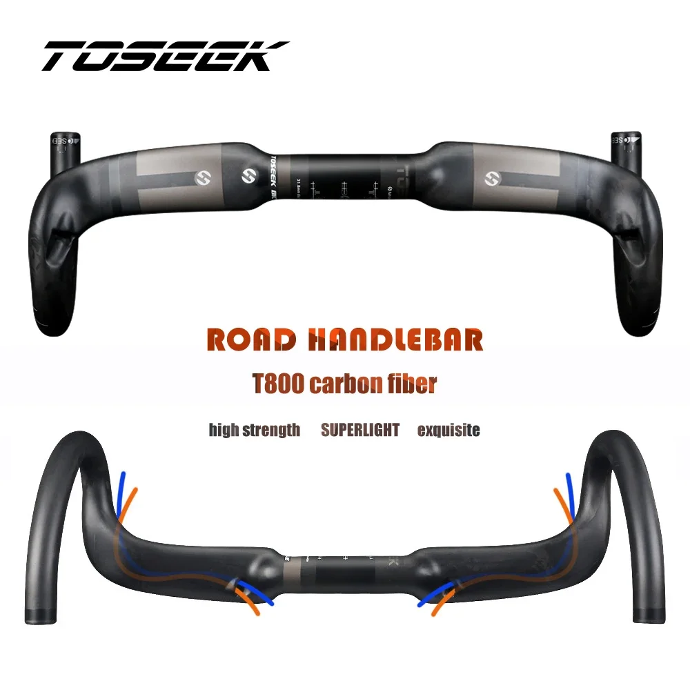 

TOSEEK TR-1000 Road Bike Carbon Handlebar UD Matte Black Bicycle Handle Bar Internal Wiring 31.8mm-400-440mm Bike Accessories