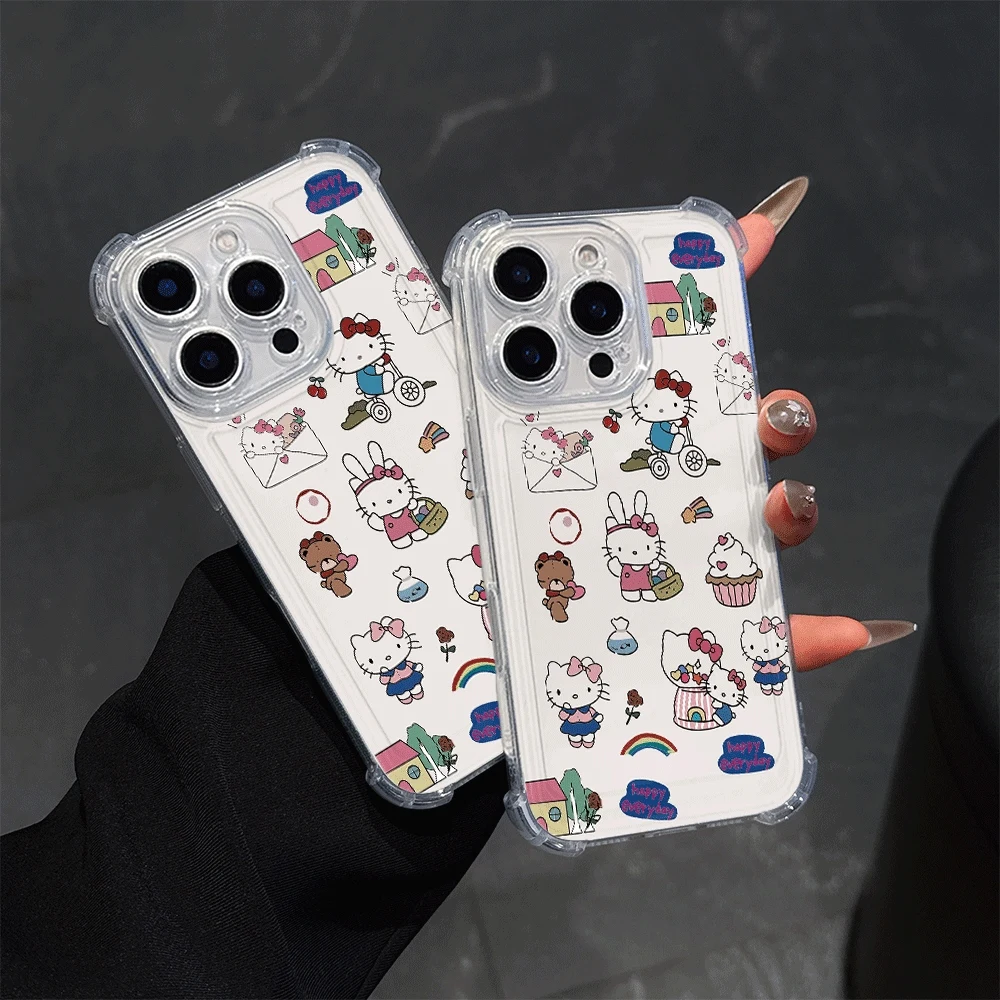 

Чехлы для мобильных телефонов «Hello Kitty Cat» для IPhone 13, IPhone 16/15/14/13/12/11/x/xs Max, мягкий чехол для телефона для девочек Sanrio KT, подарок