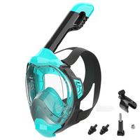 Full Face Snorkel Mask with Latest Dry Top Breathing System Detachable Camera Mount for Adults Panoramic View Anti-Leak Anti-Fog