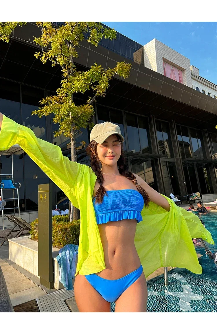 スモックバンドービキニ女性水着 2025 新しいセクシーな女性水着ブラジル Tバックビキニセット水着女の子ビーチウェア