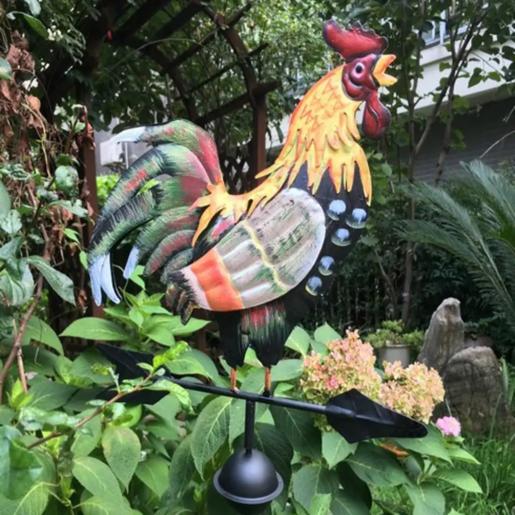 Rooster Cottage Weathervane  Standing  Wind   Direction Indicator for Lawn Patio Yard Walkway Ornament