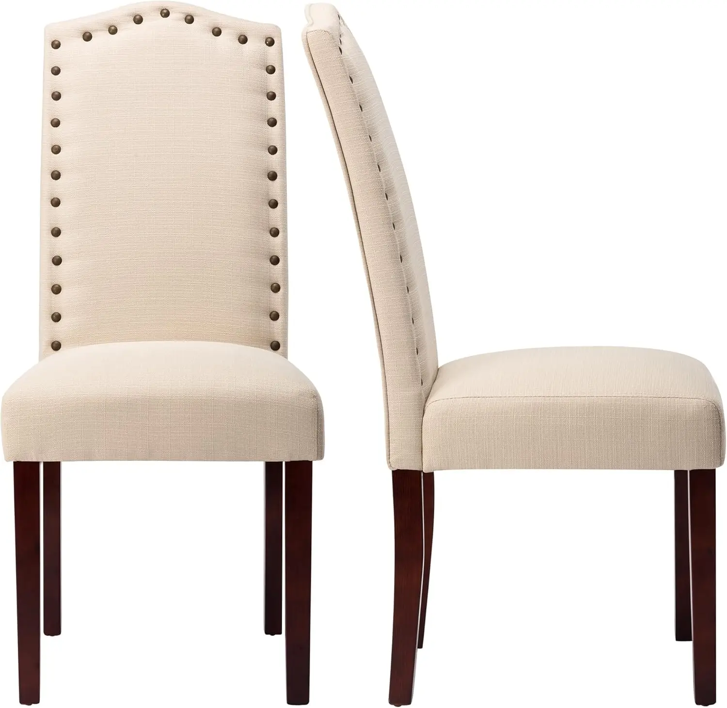 Dining Chairs Set of 2, Upholstered Parsons Dining Room Chairs Fabric Kitchen Chairs with Solid Wood Frame and Nailhead Trim