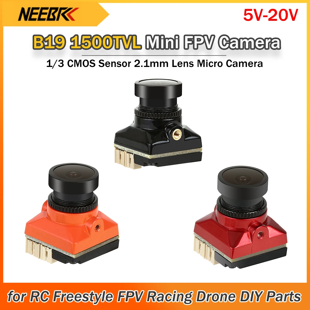 B19 1500TVL Micro FPV Camera 1/3 CMOS Sensor 2.1mm Lens 5V-20V PAL/NTSC with OSD Internal Adjustable for RC FPV Racing Drone DIY