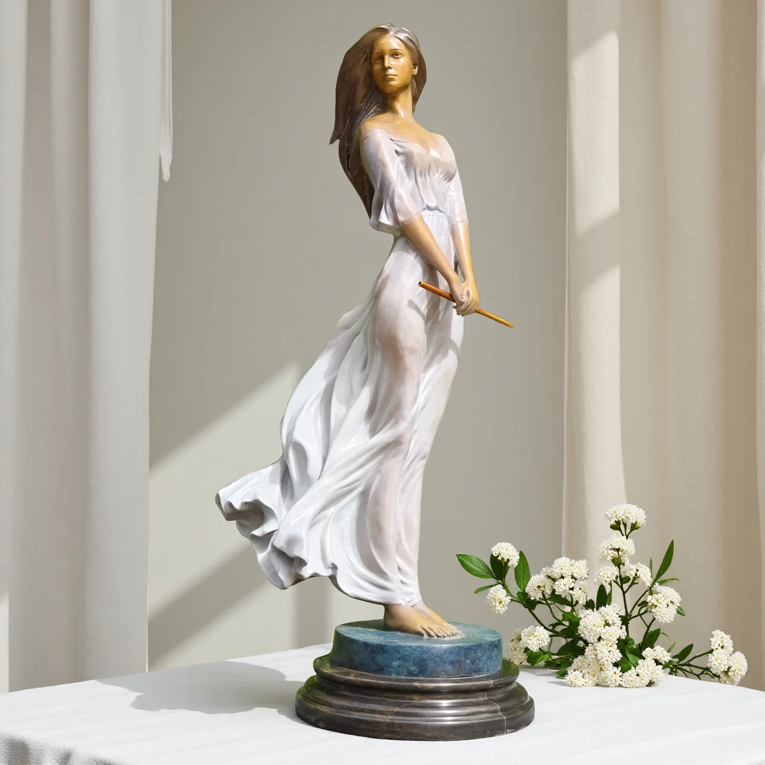 70cm Bronze Female Figure Sculpture, Handmade Lost Wax Cast Elegant Lady Statue,Contemporary Art Decor for Home Hotel Collection