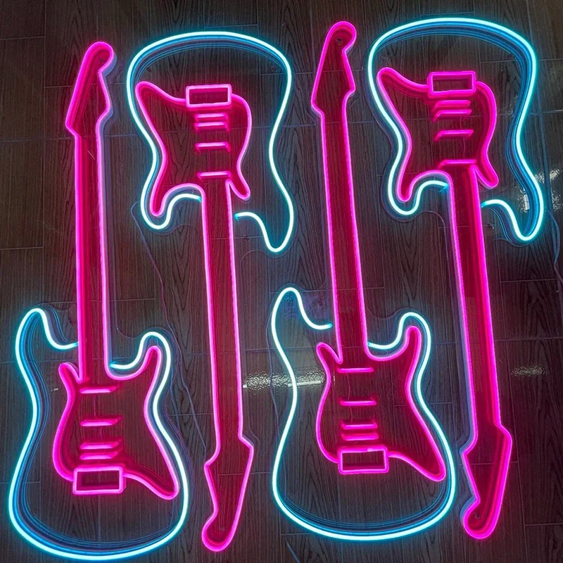 Imagem -03 - Neon Sign Personalizado Guitarra Elétrica Led Neon Luz Cerveja Bar Pub Música Sala Decoração Música Amante Guitarrista Presentes Luzes Sinais