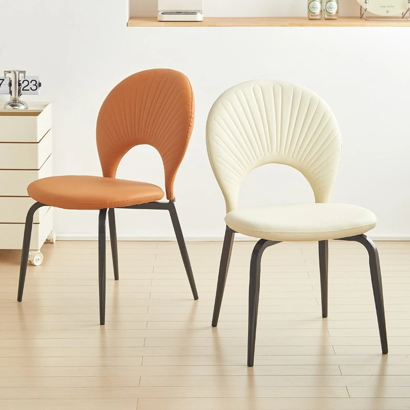 French cream style dining chair light luxury white Internet celebrity shell chair
