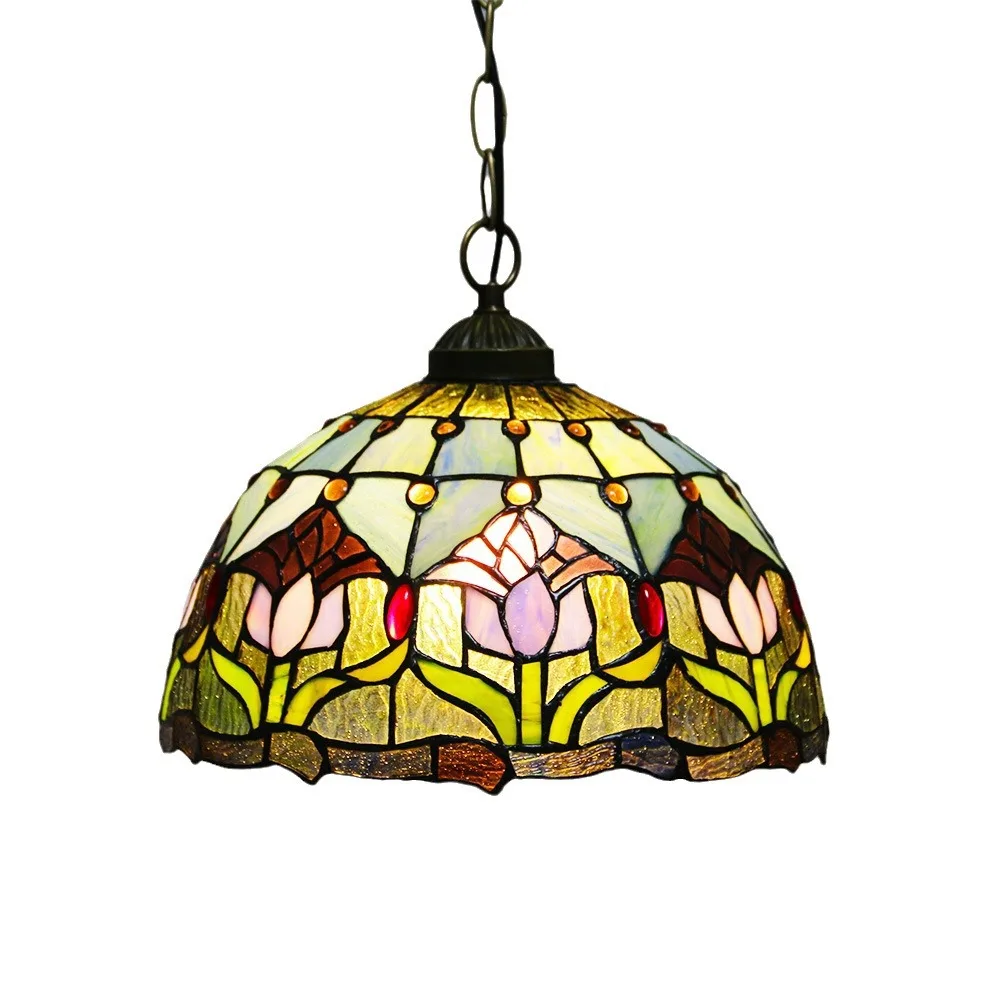 

12inch 30cm Tiffany Style Vintage Design Pastoral Country Hanging Pendant Lamp Stained Glass Dragonfly Lampshade Ceiling Light