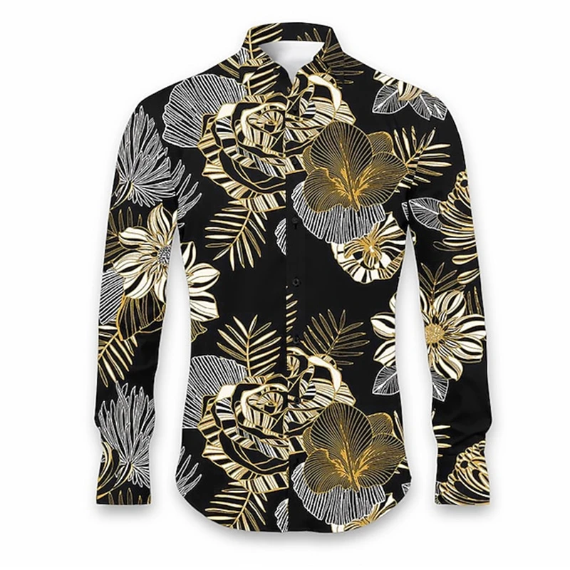 

Floral Hawaiian Shirts Casual Long Sleeve Shirts Men Womens Fashion Shirt Cuba Beach Blouse Men's Clothing Turn Over Camisas Top