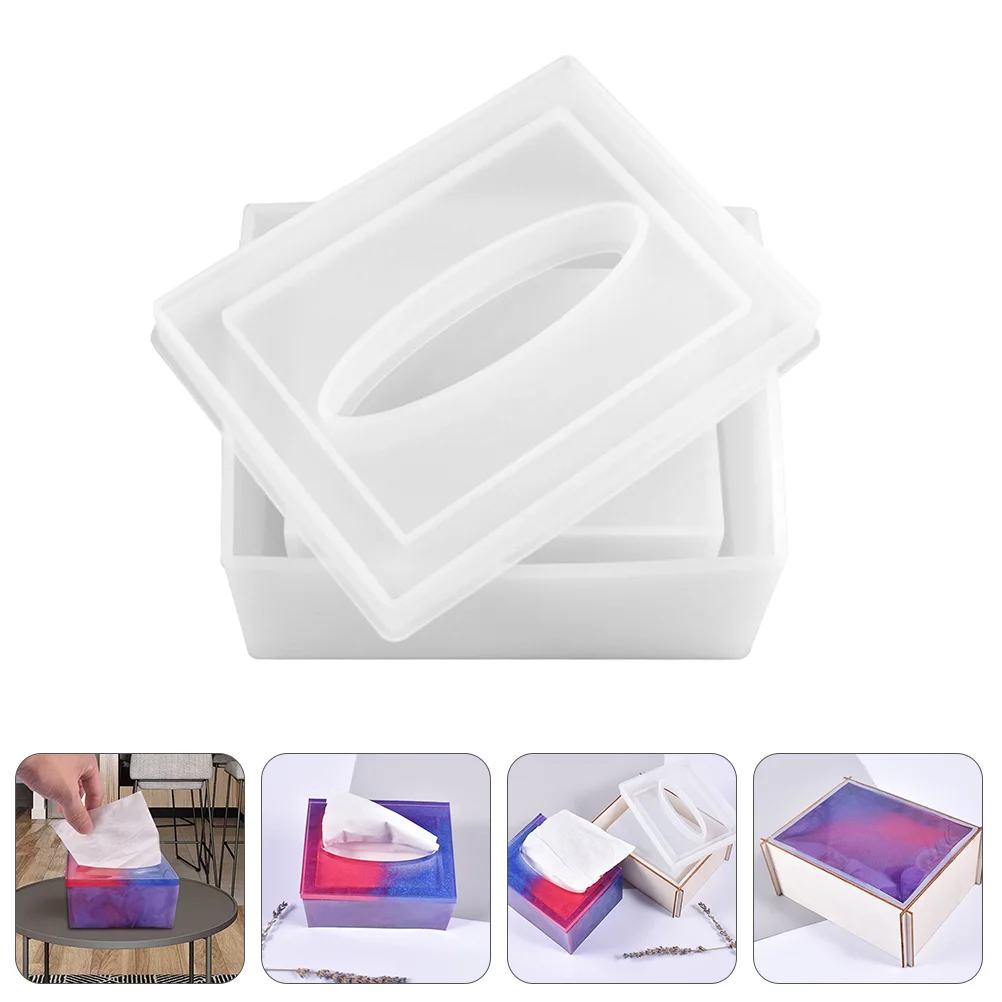 The Gift Paper Box Mold Tissue Case Making Mould Crystal Epoxy Organizer DIY Silicone Holder Casting White Handicarft Container