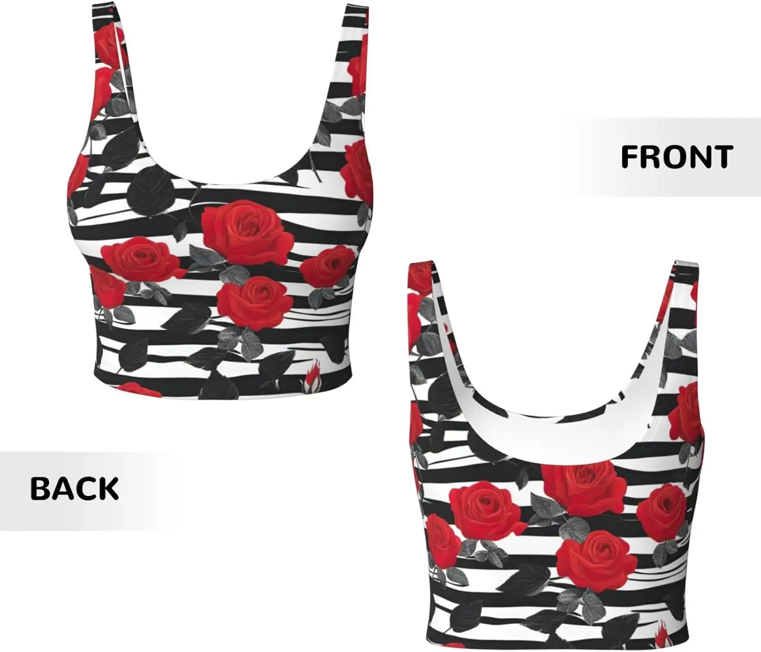 أسود أبيض المشارب الأحمر روز الزهور طباعة المرأة تجريب تانك القمم Racerback أكمام سترة رياضية لصالة الألعاب الرياضية اليوغا