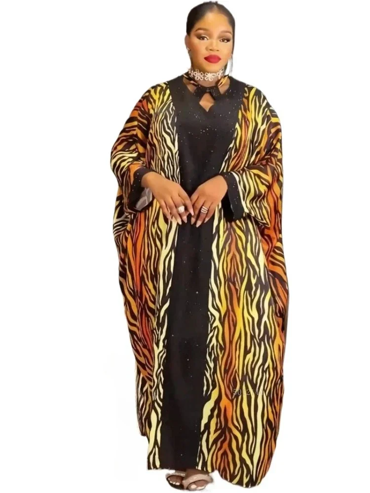 Abito Dashiki africano da donna Abito lungo maxi con stampa Ankara Abito tradizionale caftano musulmano Abaya stile 2025 per tutte le stagioni