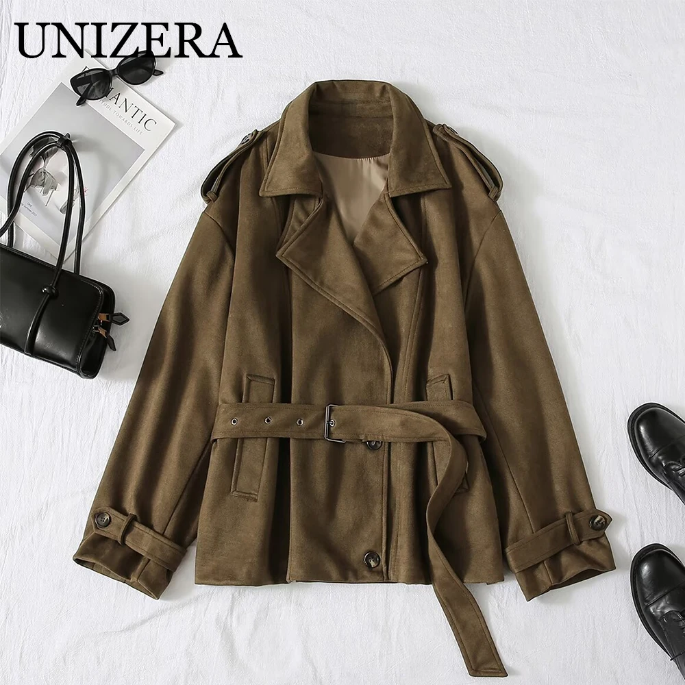 

Autumn new women's clothing European and American style fashionable temperament elegant daily suede jacket