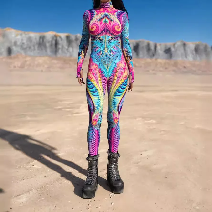 Halloween Carnival Women's Leotard Cyberpunk Style Gothic Future Technology Cool Jumpsuit 3D Printing Party Role Playing Costume