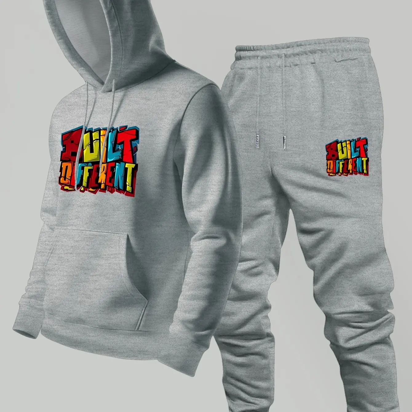New Men Autumn Winter 2‑Piece Hoodie Jogger Pants Set Trendy Comfortable Loose Casual Sport Streetwear Daily Wear Tracksuit