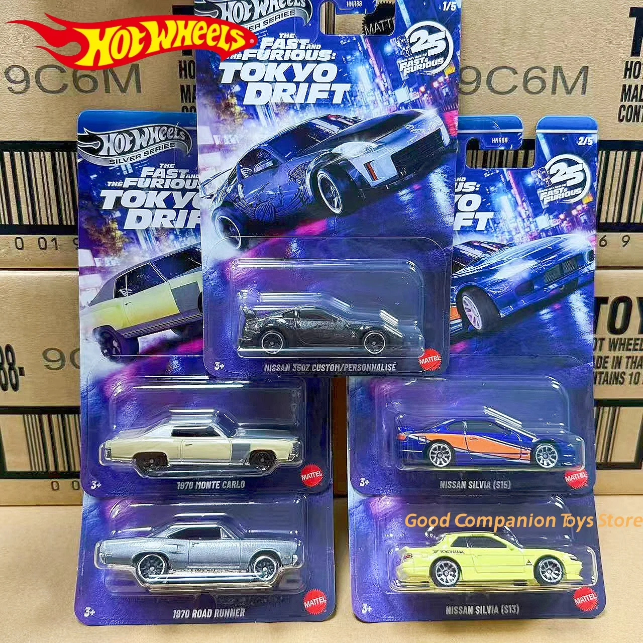 

В наличии Hot Wheels Fast & Furious M HNR88 Silver Series Tokyo Drift Set Nissan Chevrolet масштаб 1/64 литая модель автомобиля сбор