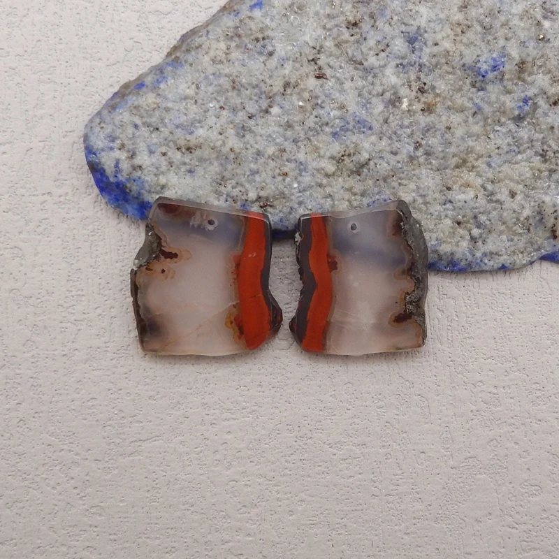 Natural Stone Warring States Red Agate Earring Beads,Fashion Jewelry DIY Gemstone Earrings Accessories For Women 25x17x3mm 5g