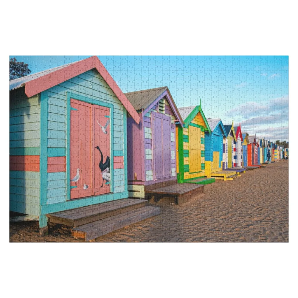 Colourful Brighton Beach Huts Jigsaw Puzzle Photo Personalized Gifts Personalized Gifts Wood Name Puzzle