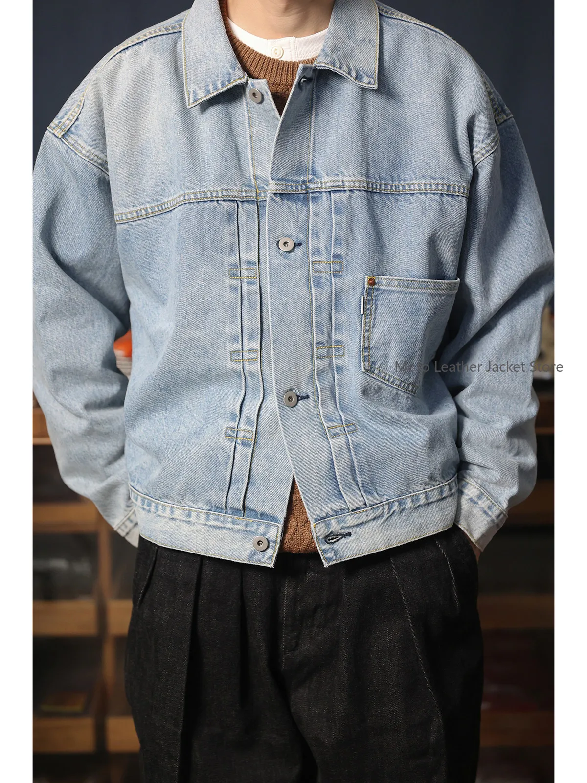 

Vintage Type 1 Denim Jacket Stone Washed Selvedge Denim Oversized Vintage Jacket