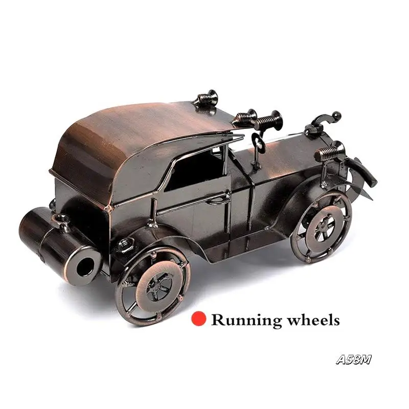 

2X Metal Antique Vintage Car Model Handcrafted Collections Collectible Vehicle For Bar Or Home Decor Decoration